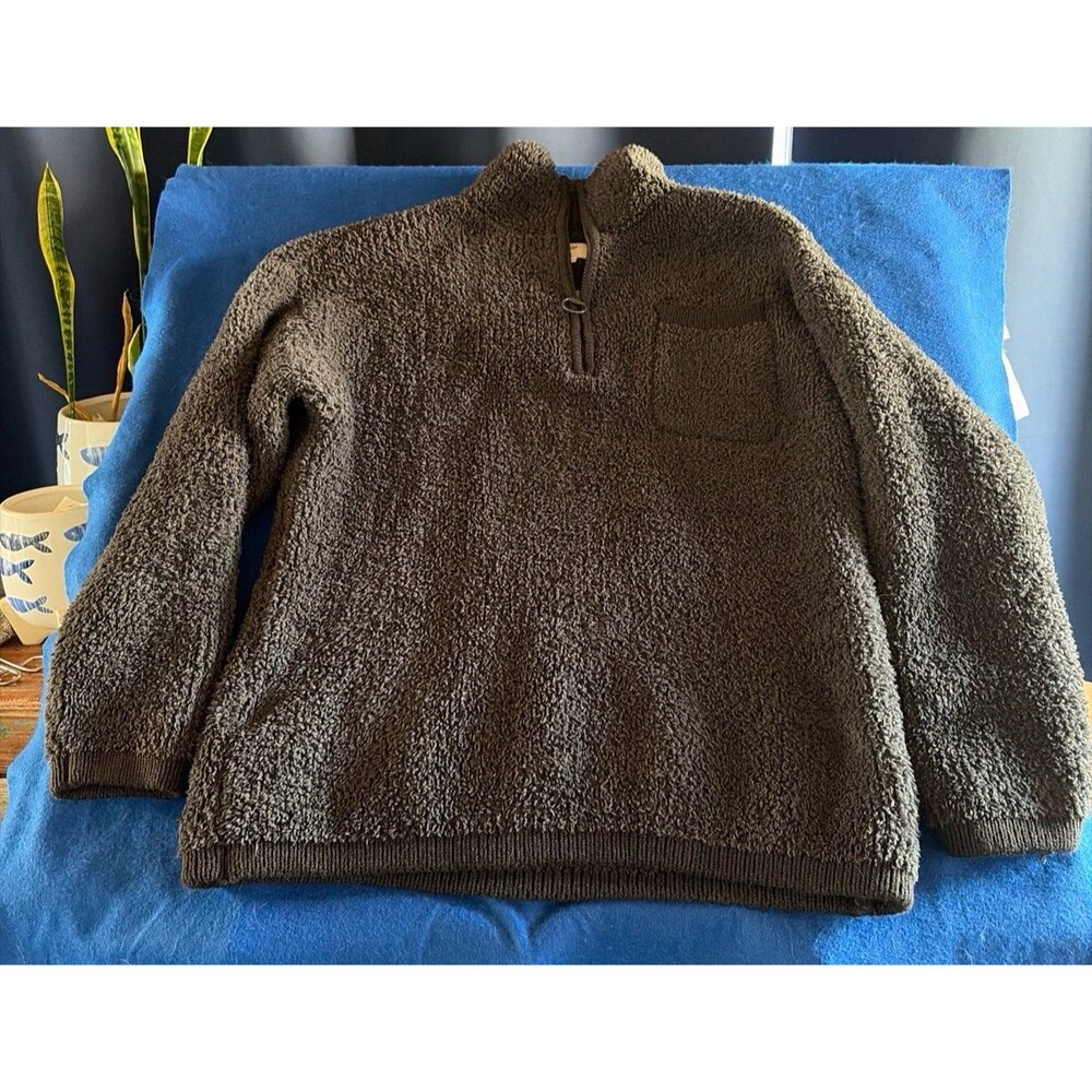 Aerie Sherpa Fleece 1/4 Zip Pullover Gray Size Large
